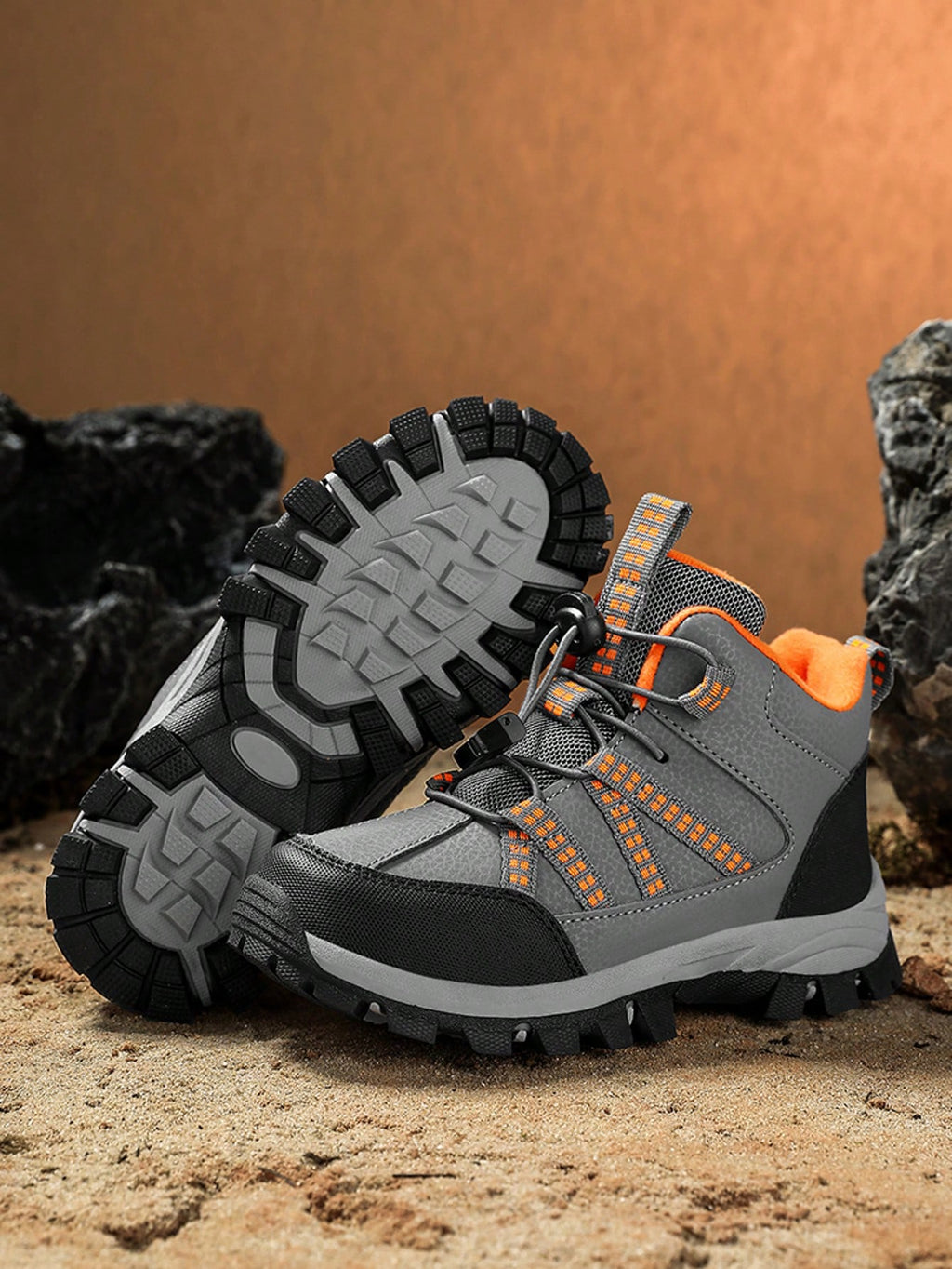 Kids Boy Warm Non-Slip Mid-Top Outdoor Hiking Boots