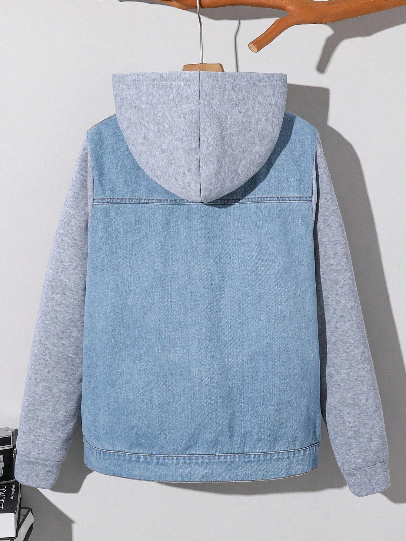Veste Garçon Jean Capuche Patchwork Streetwear