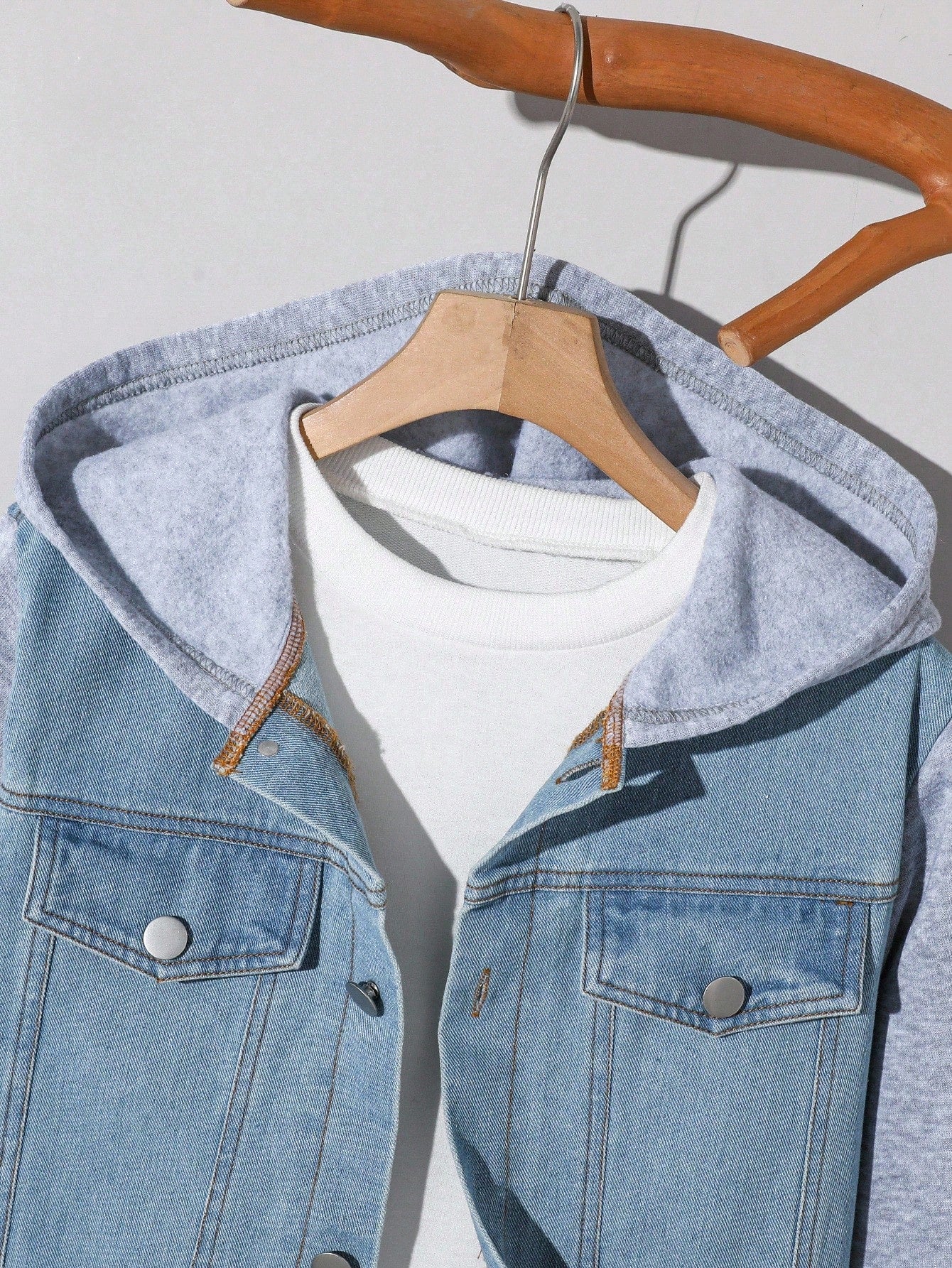 Veste Garçon Jean Capuche Patchwork Streetwear