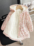 Girls' Apricot Floral Padded Coat