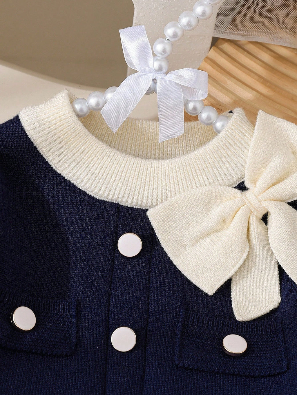 Baby Girls' Navy & White Bow & Ruffle Sweater & Skirt Set