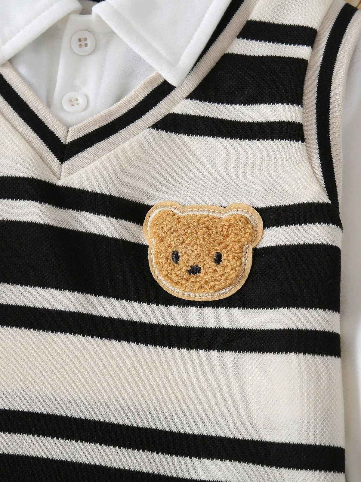 Bambinoo x Playful Pals Baby Bear Shirt, Knit Vest & Pants Set