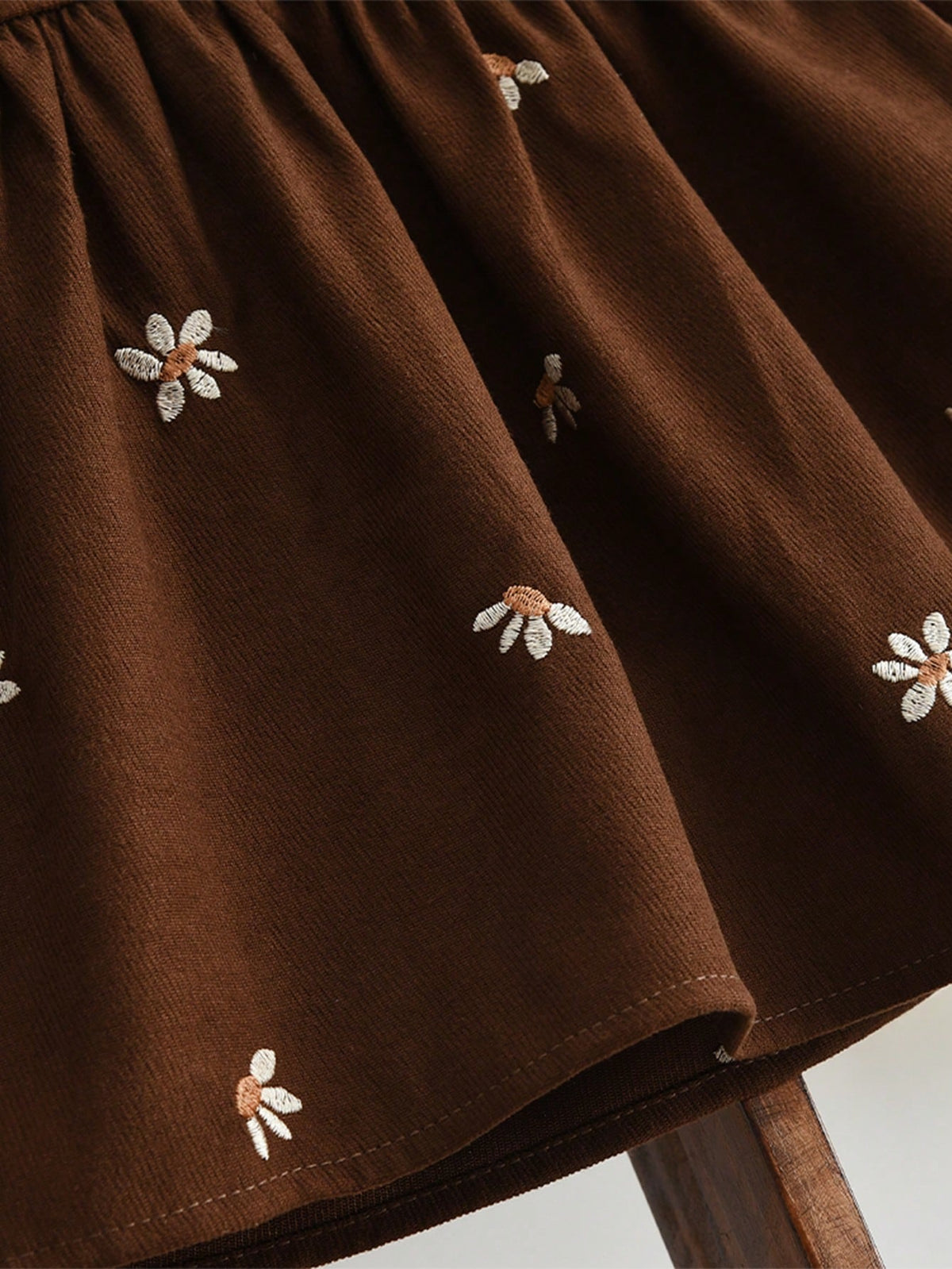 Baby Girls' Autumn Floral Embroidered Long-Sleeve Dress