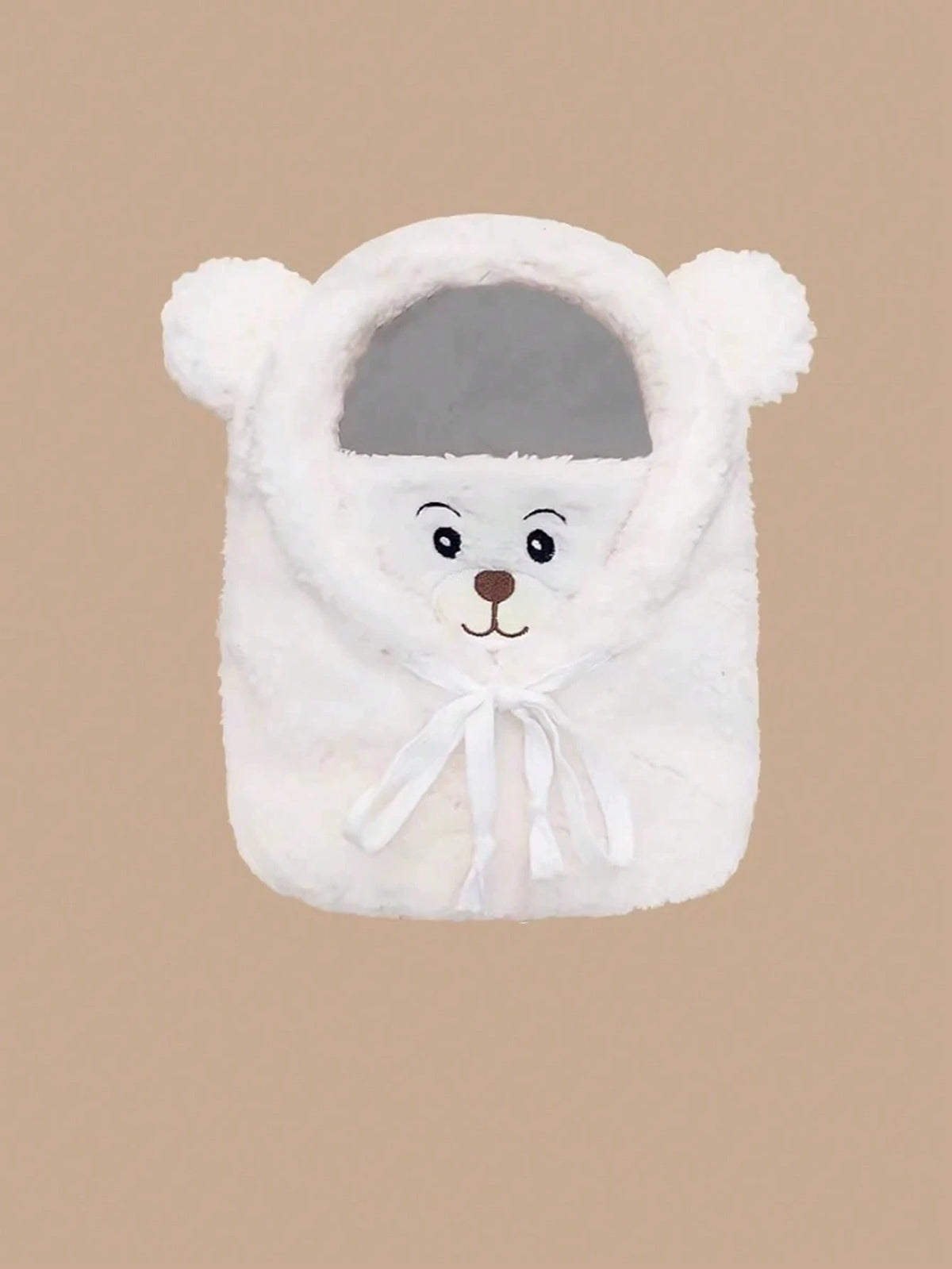 Kids' Double-Layer Plush Cute Bear Cartoon Scarf Hat – Brown