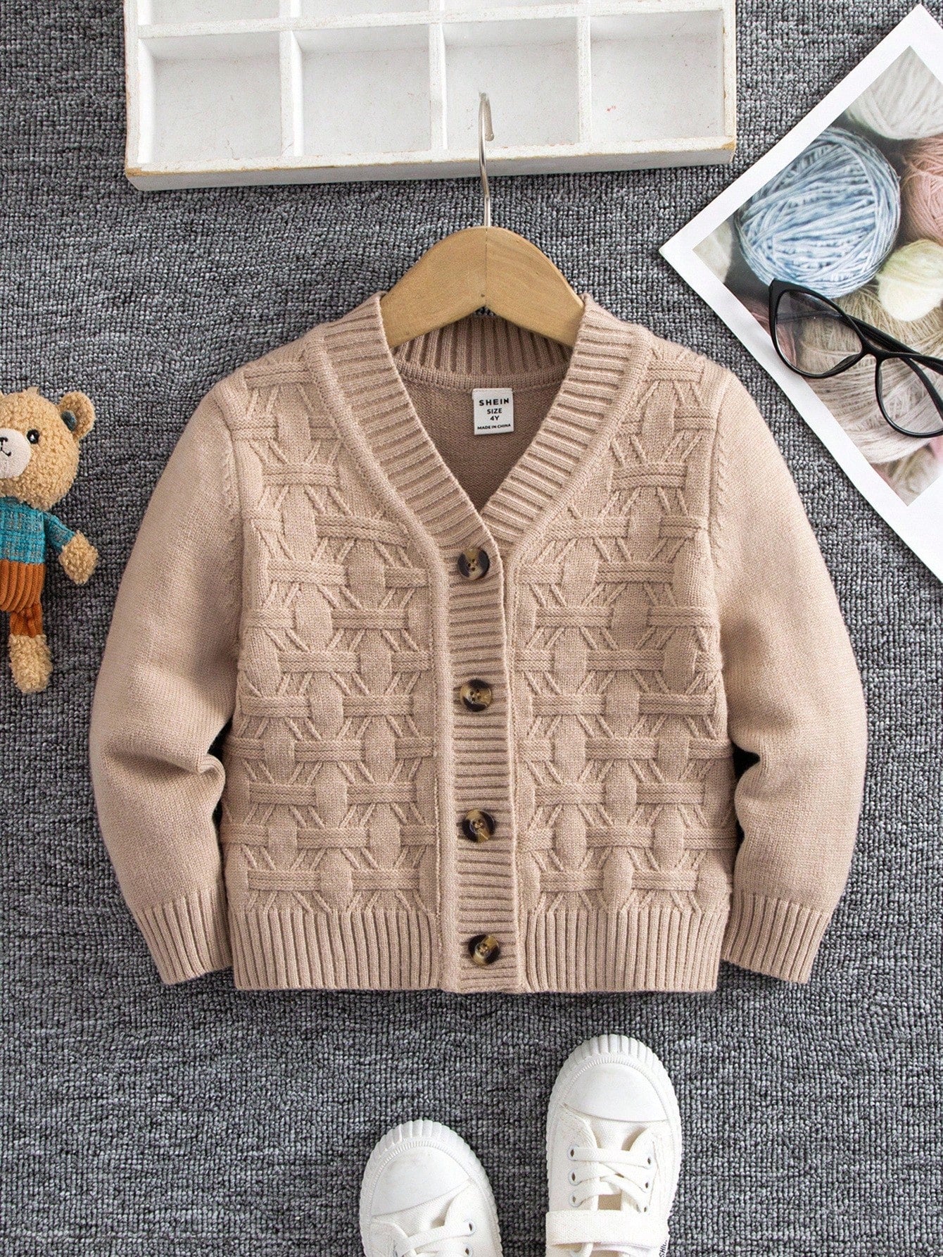 Cardigan Garçon Boutoné Uni Vintage