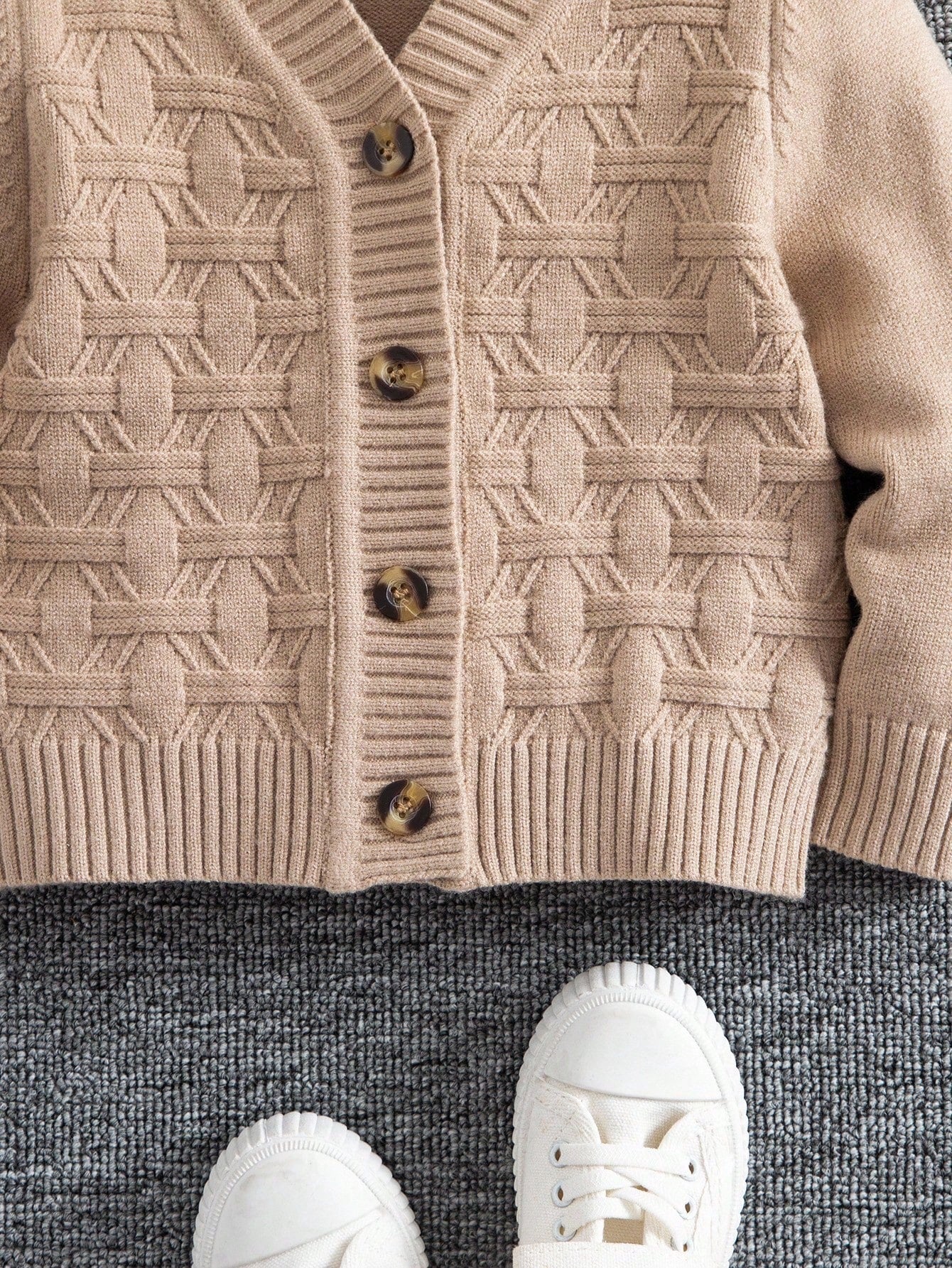 Cardigan Garçon Boutonné Uni Vintage