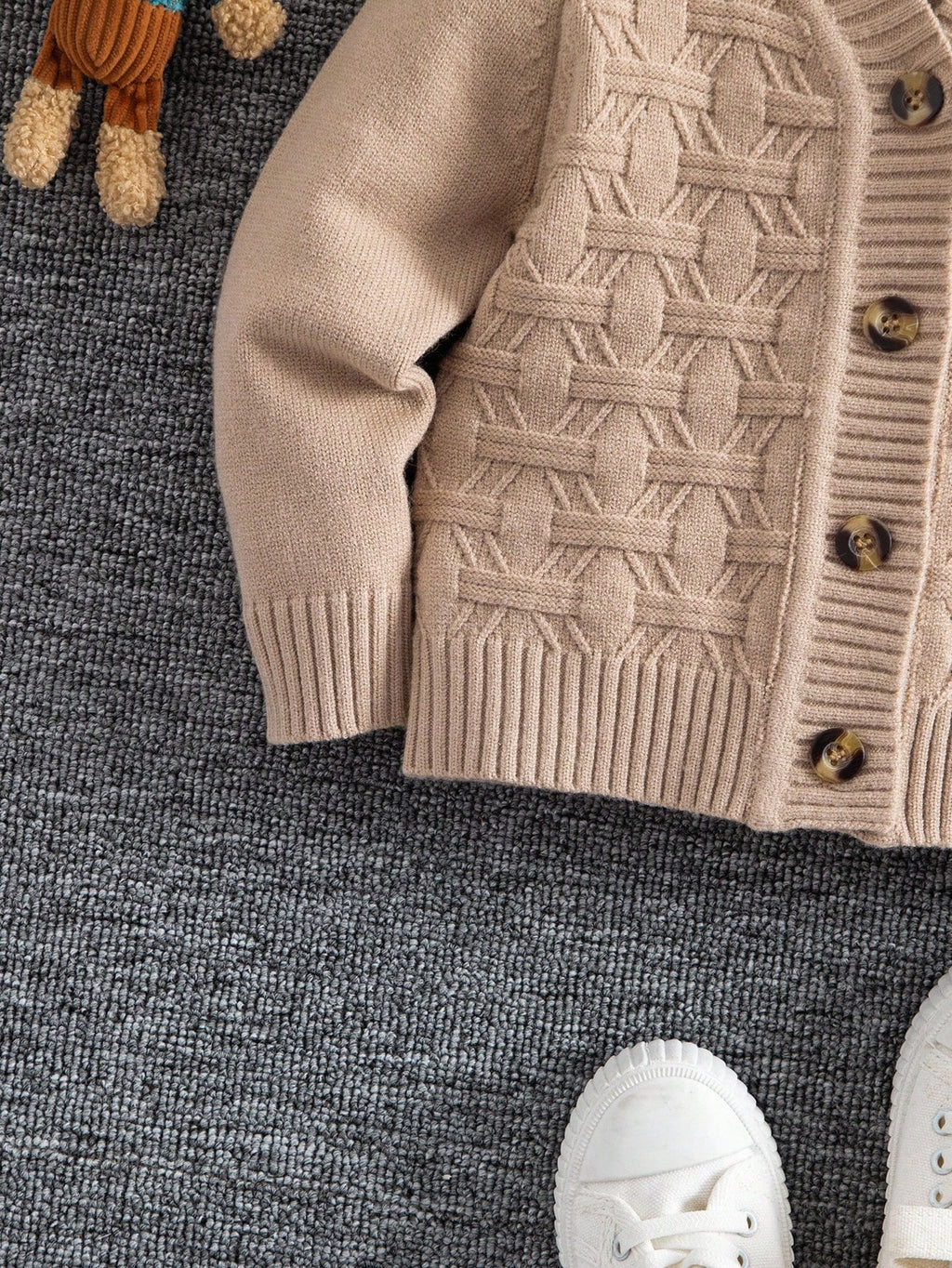 Cardigan Garçon Boutonné Uni Vintage