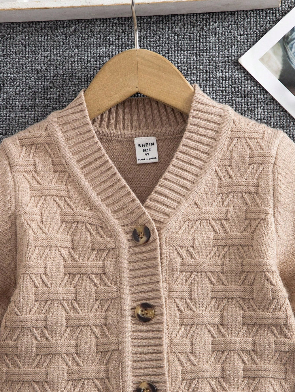 Cardigan Garçon Boutonné Uni Vintage