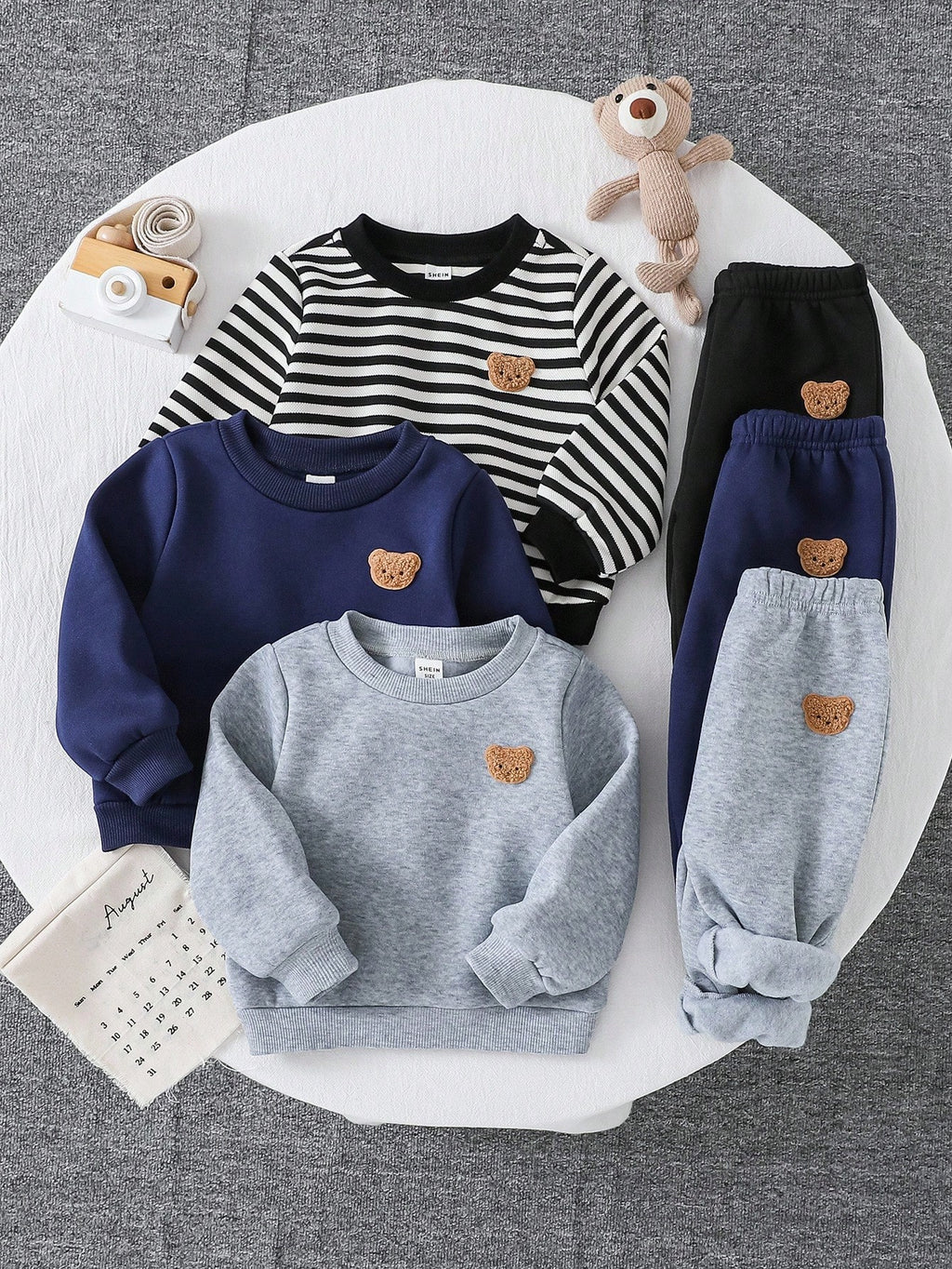 Ensemble Sweat-shirt et jogging rayé de dessin animé multicolore