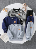 Ensemble Sweat-shirt et jogging rayé de dessin animé multicolore