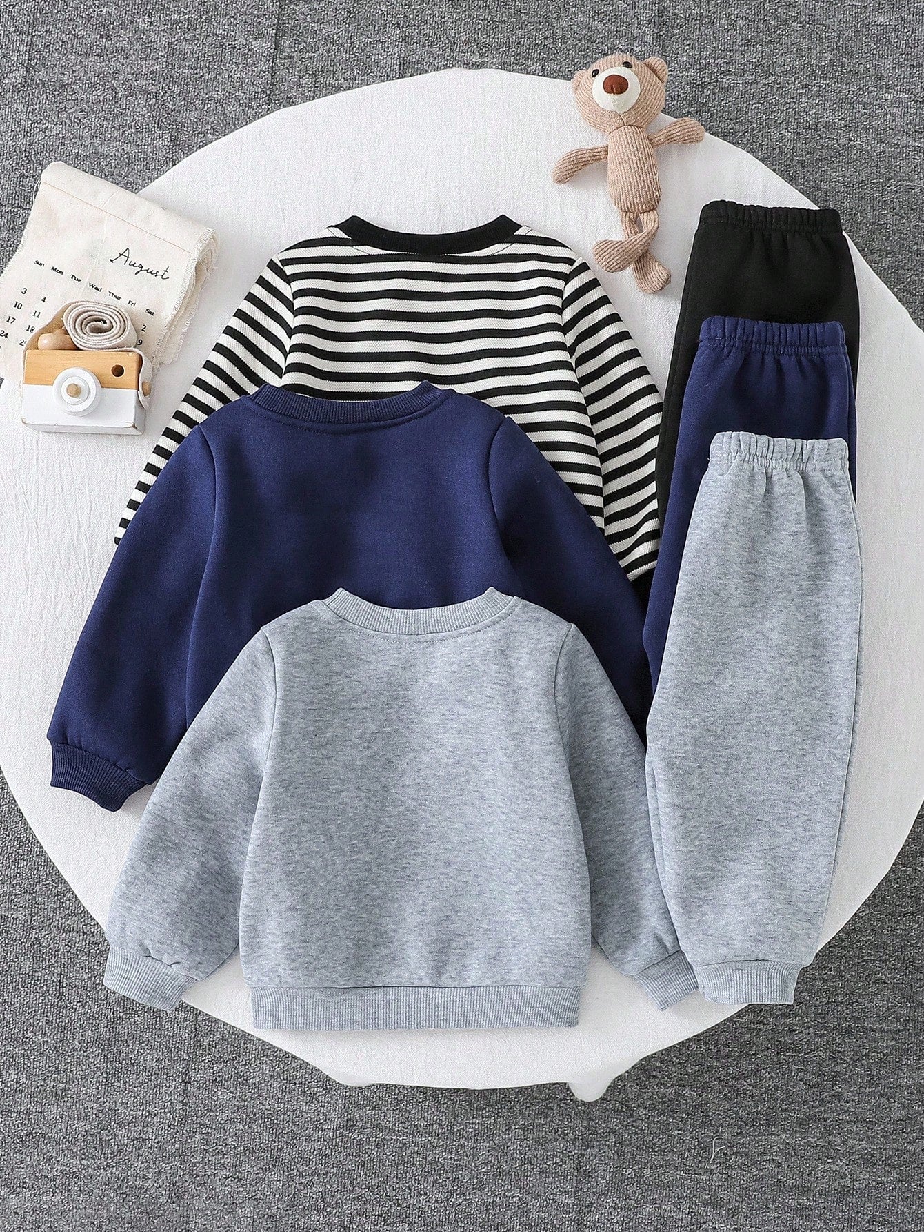 Ensemble Sweat-shirt et jogging rayé de dessin animé multicolore