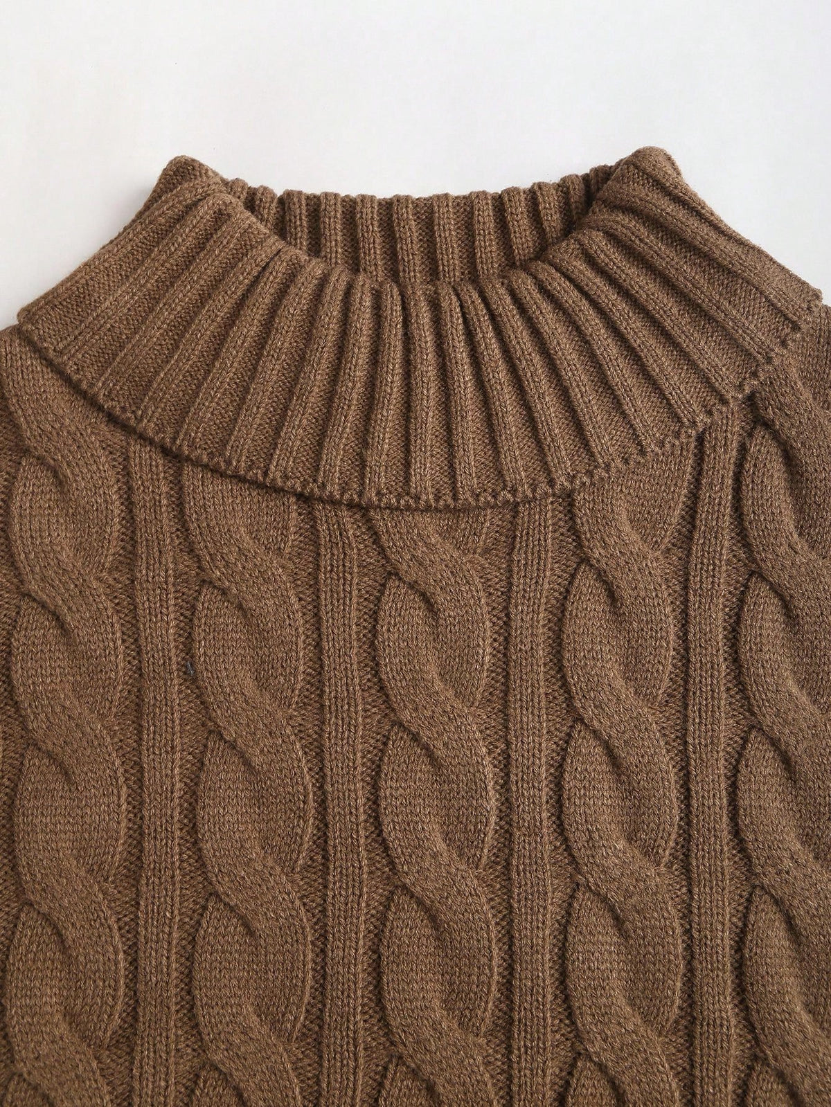 Sweetra Women's Coffee Brown High-Neck Cropped Sweater And Skirt Set