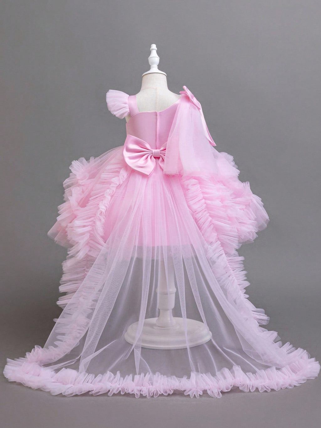 Baby Girl Trailing Flower Girl Birthday Gown Pink