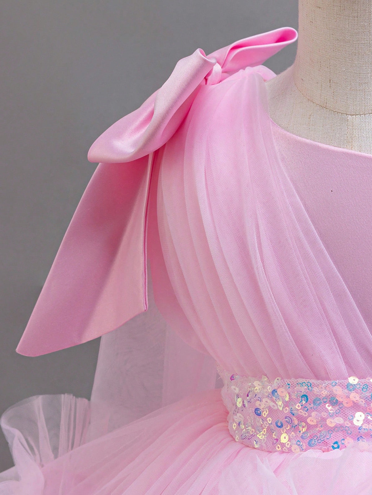 Baby Girl Trailing Flower Girl Birthday Gown Pink