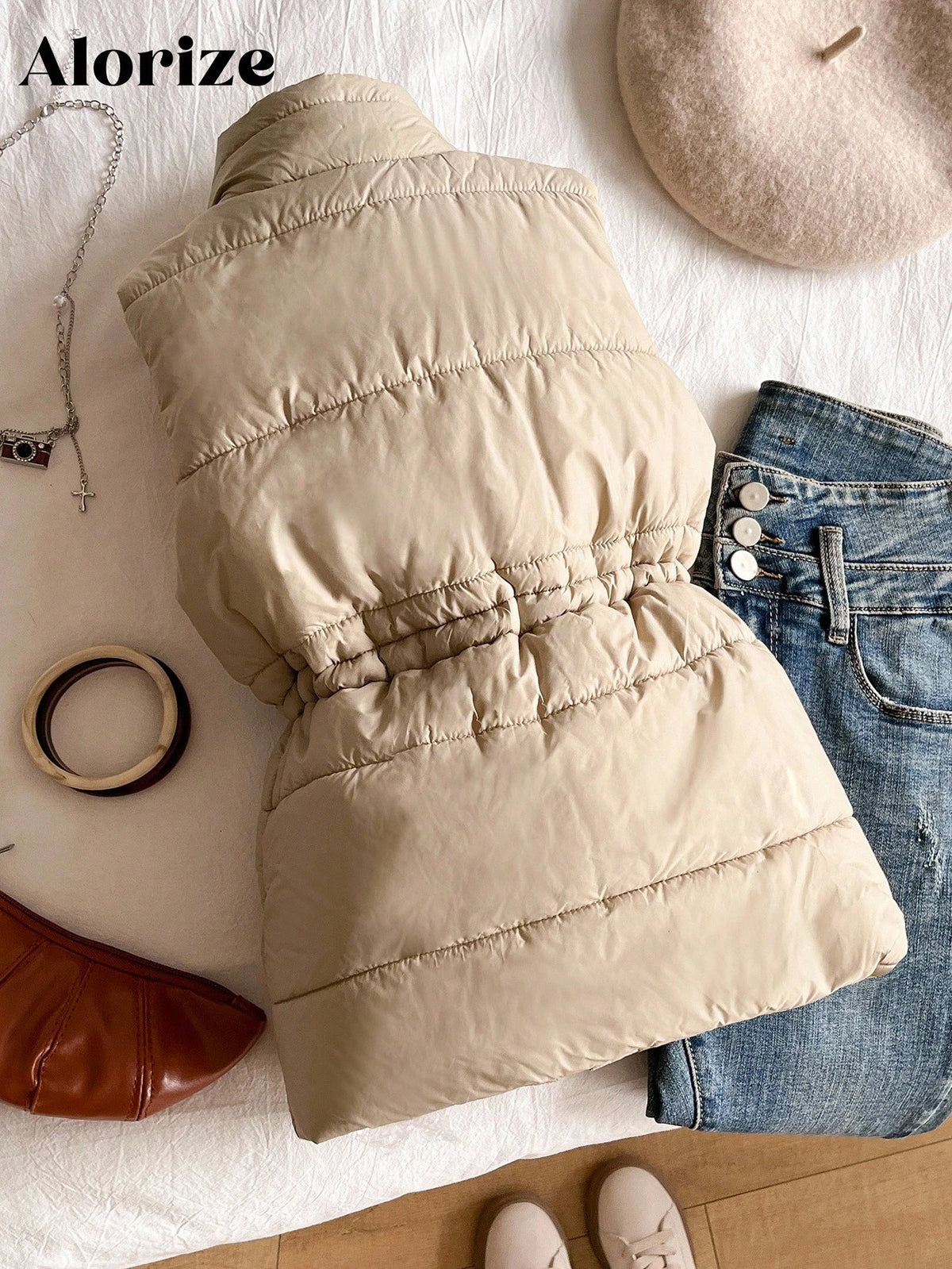 Tween Girl Zip Up Cinched Waist Puffer Vest