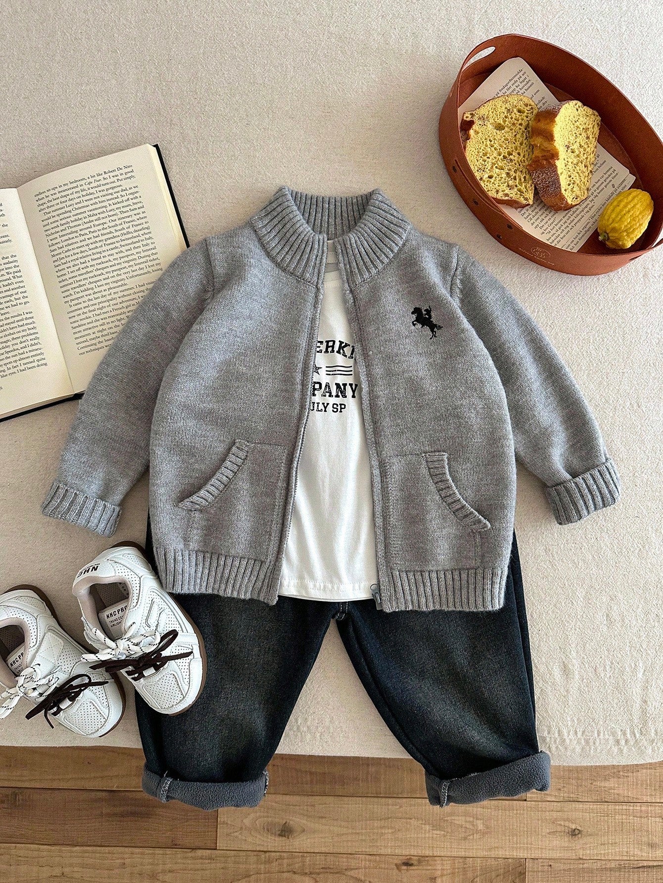Cardigan Garçon Zippé Broderie Cheval