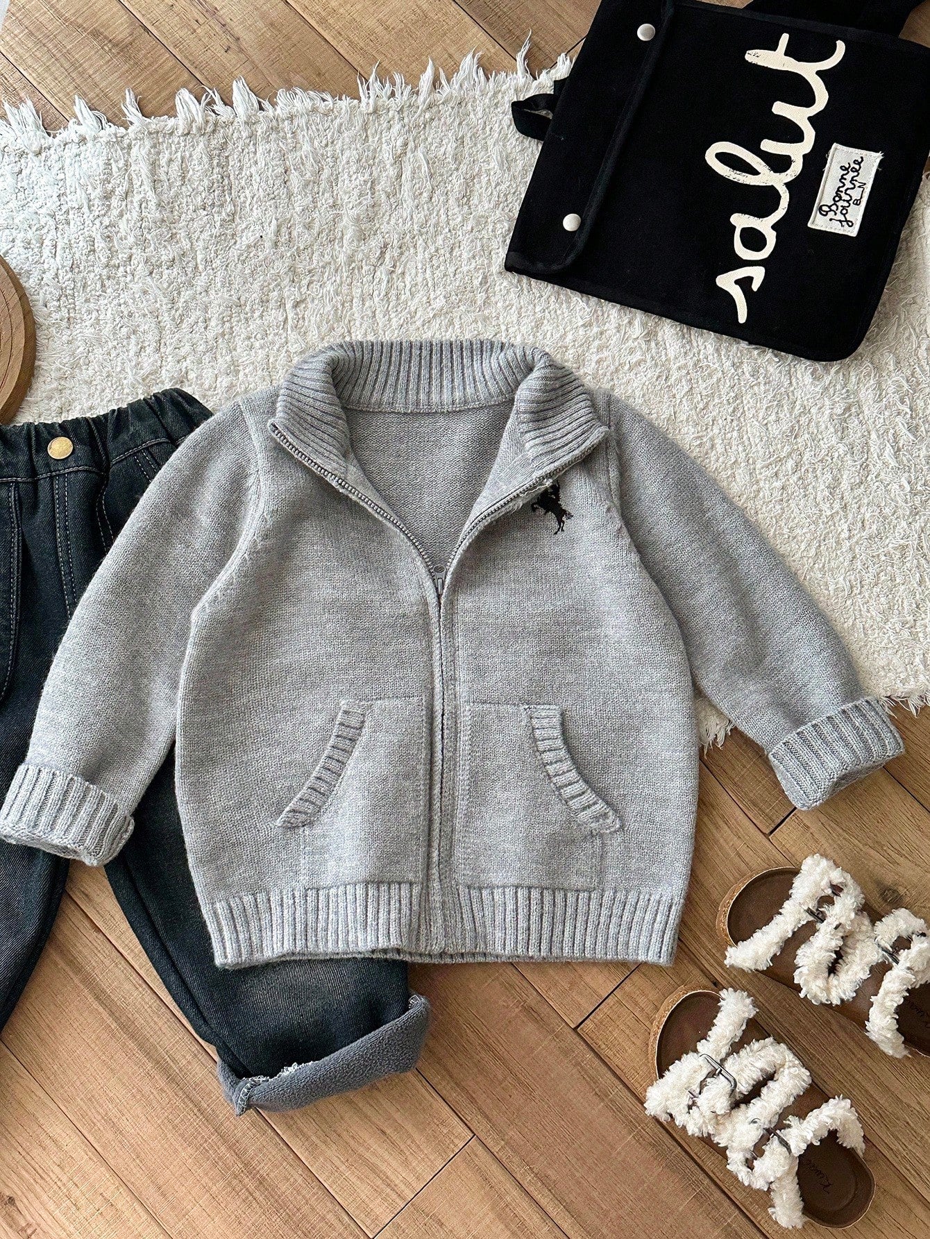 Cardigan Garçon Zippé Broderie Cheval