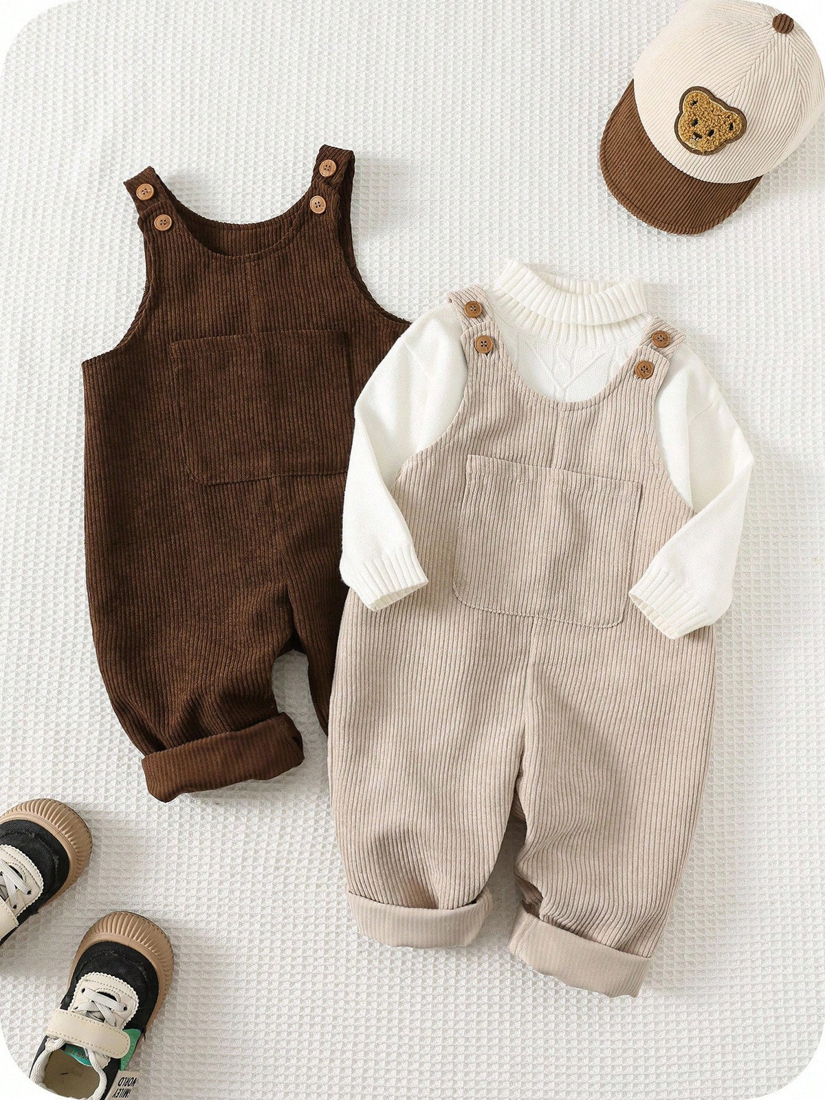 Baby Boy Thermal Corduroy Overalls 2-Piece Set Multicolor