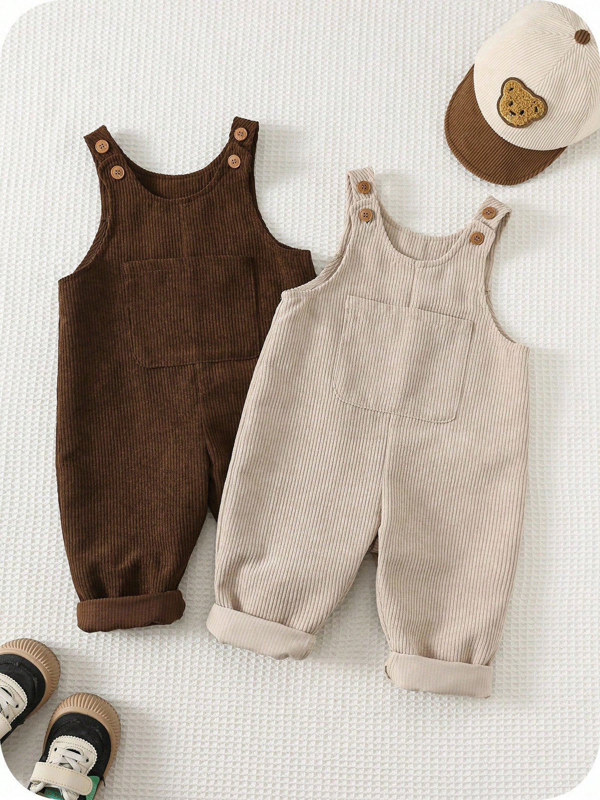Baby Boy Thermal Corduroy Overalls 2-Piece Set Multicolor