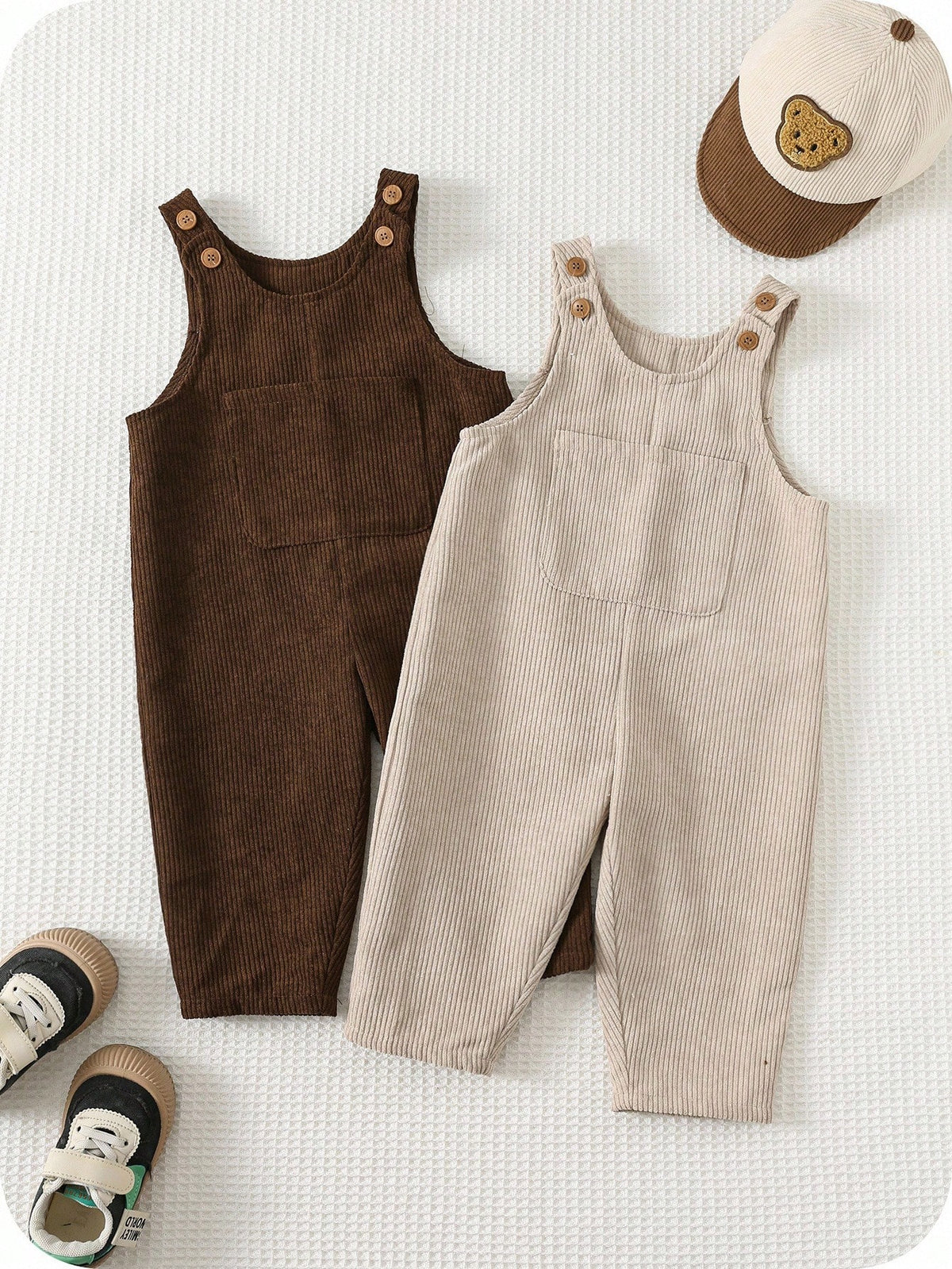 Baby Boy Thermal Corduroy Overalls 2-Piece Set Multicolor