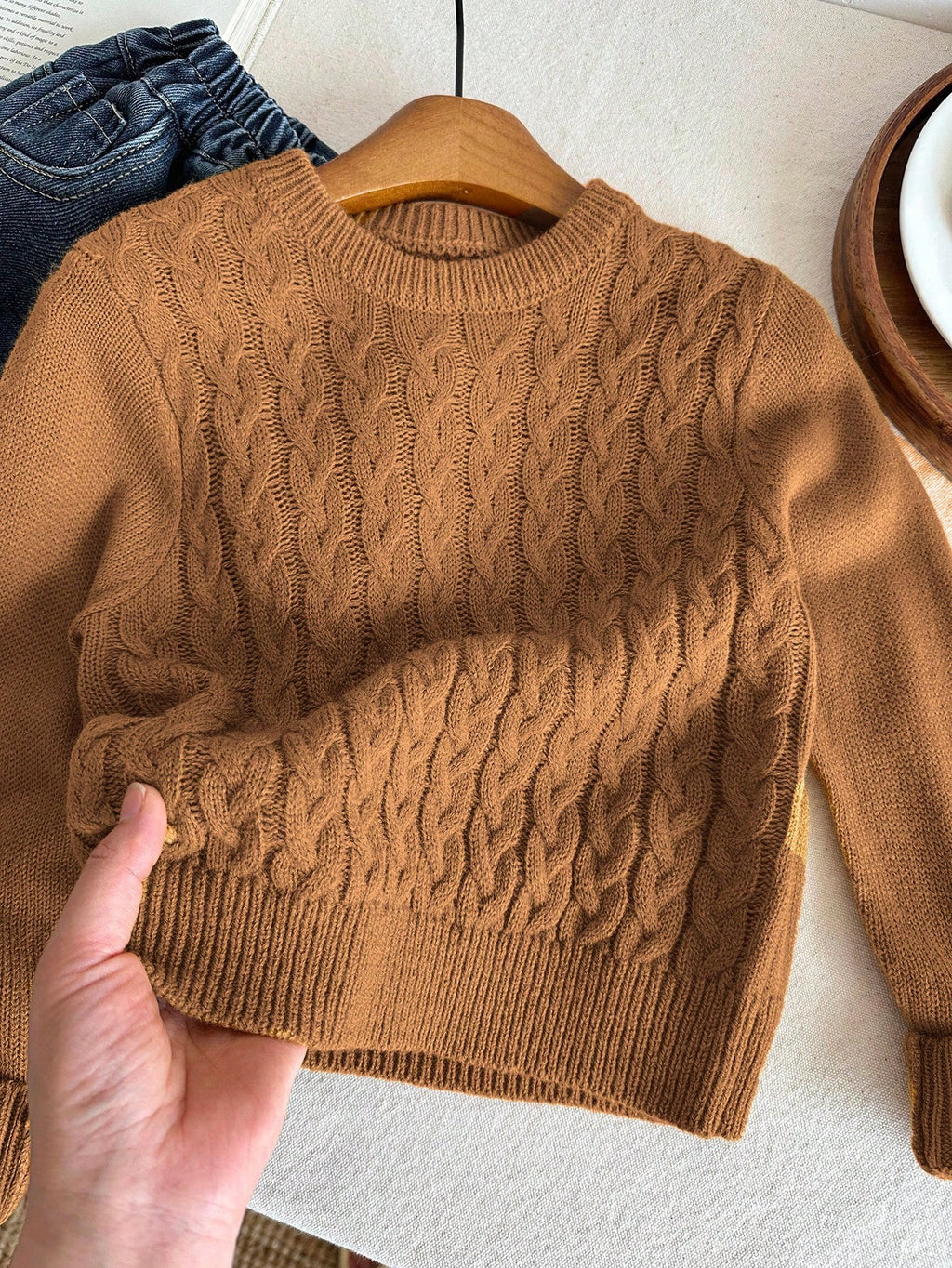 Boys' Brown Preppy College Sweater