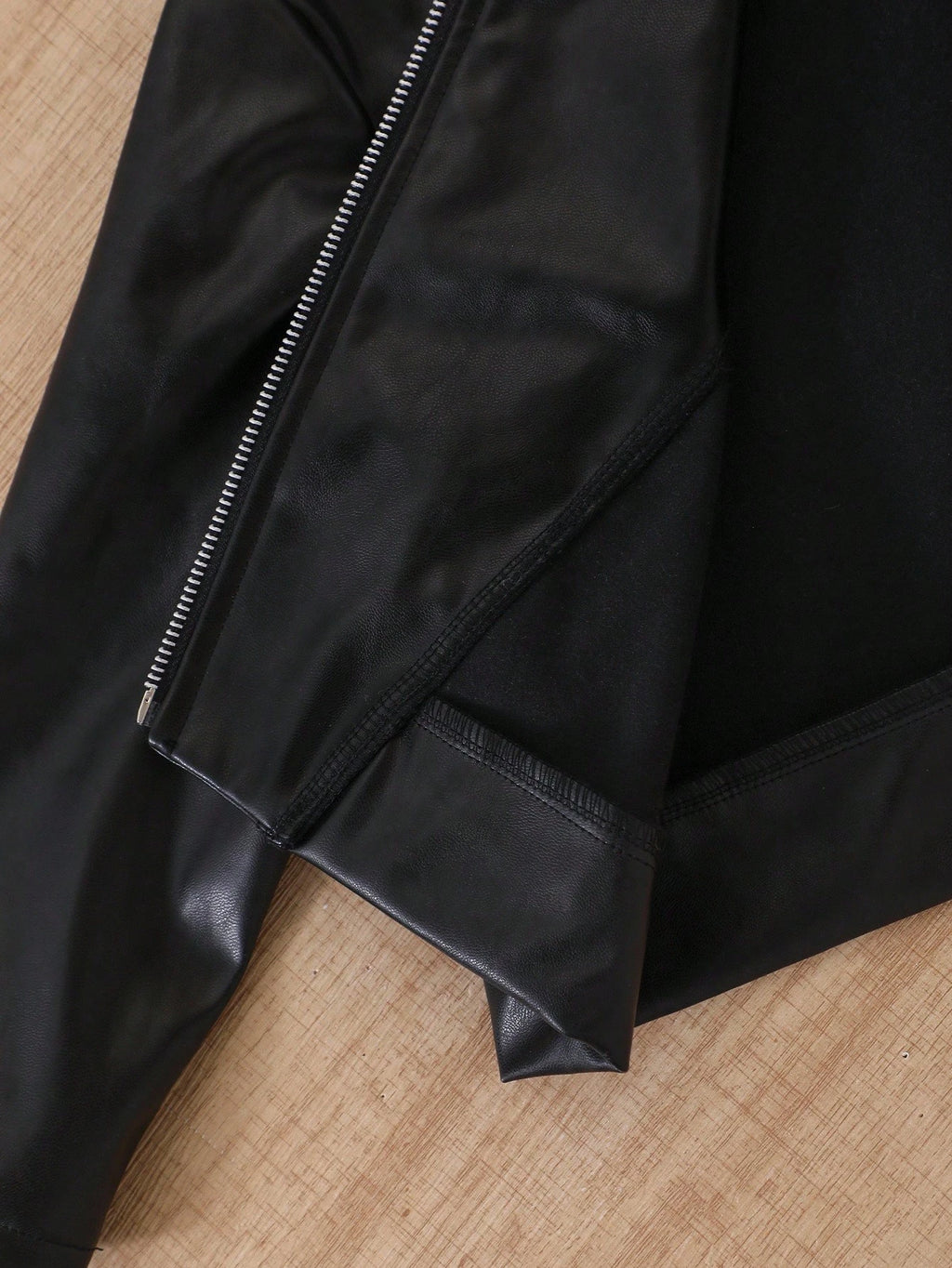 Young Girl Motorcycle PU Leather Jacket Skirt 2 Piece Set