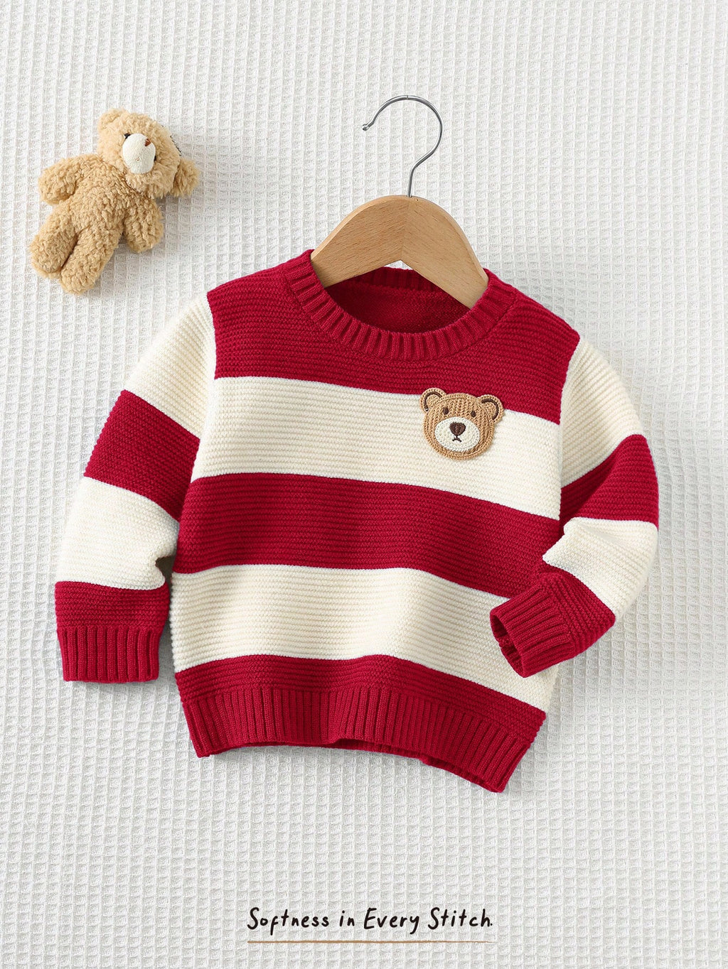 Pull en tricot rayé motif ours pour bébé garçon Cozy Pixies