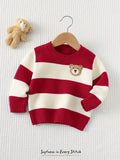 Pull en tricot rayé motif ours pour bébé garçon Cozy Pixies