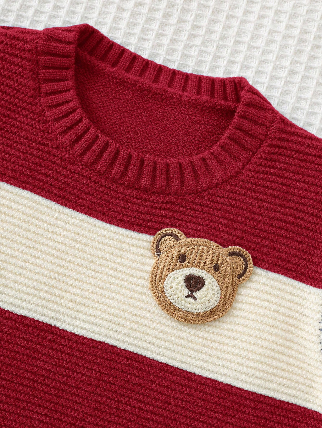 Pull en tricot rayé motif ours pour bébé garçon Cozy Pixies