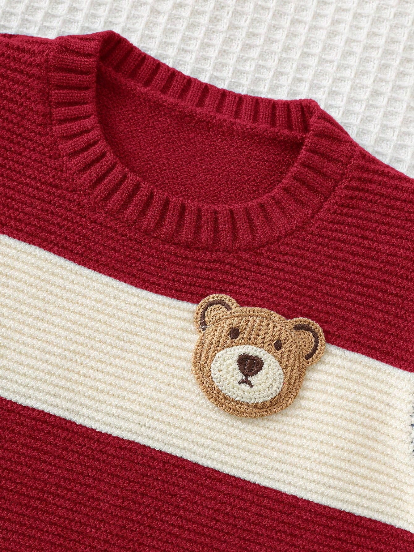 Pull en tricot rayé motif ours pour bébé garçon Cozy Pixies