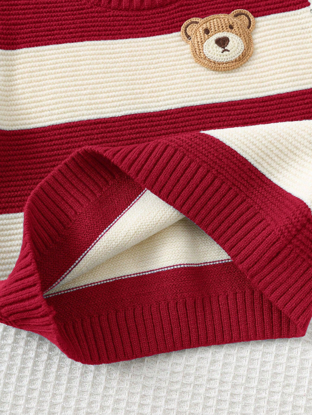 Pull en tricot rayé motif ours pour bébé garçon Cozy Pixies