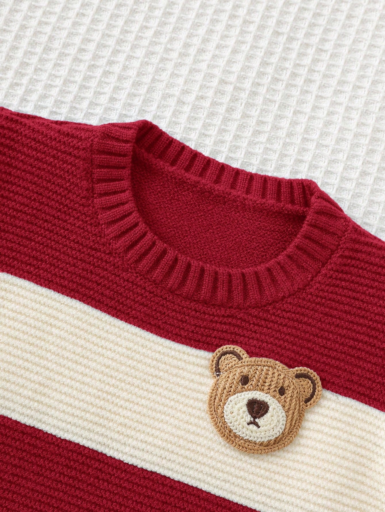 Pull en tricot rayé motif ours pour bébé garçon Cozy Pixies