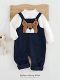 Cozy Pixies Baby Boy Cartoon Bear Bib Overall Jumpsuit (Autumn/Winter)