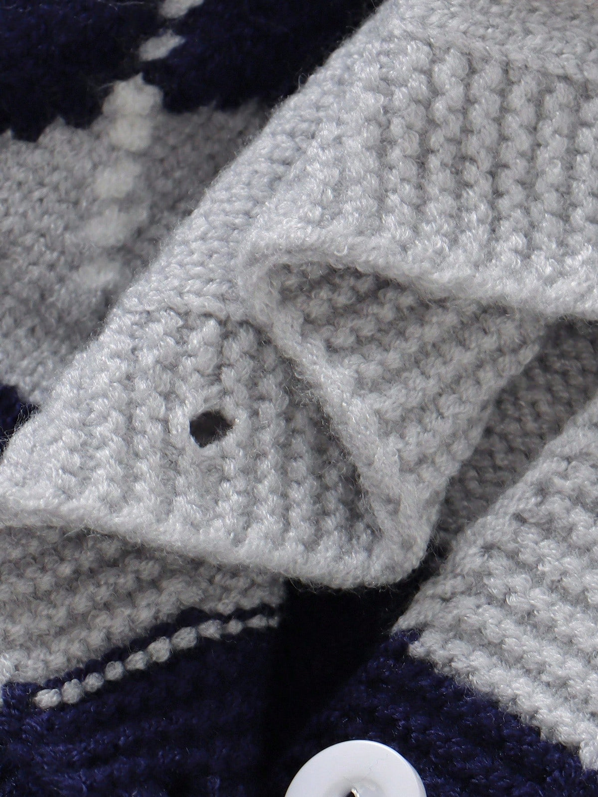 Baby Boy Royal Blue Diamond Knitted Romper