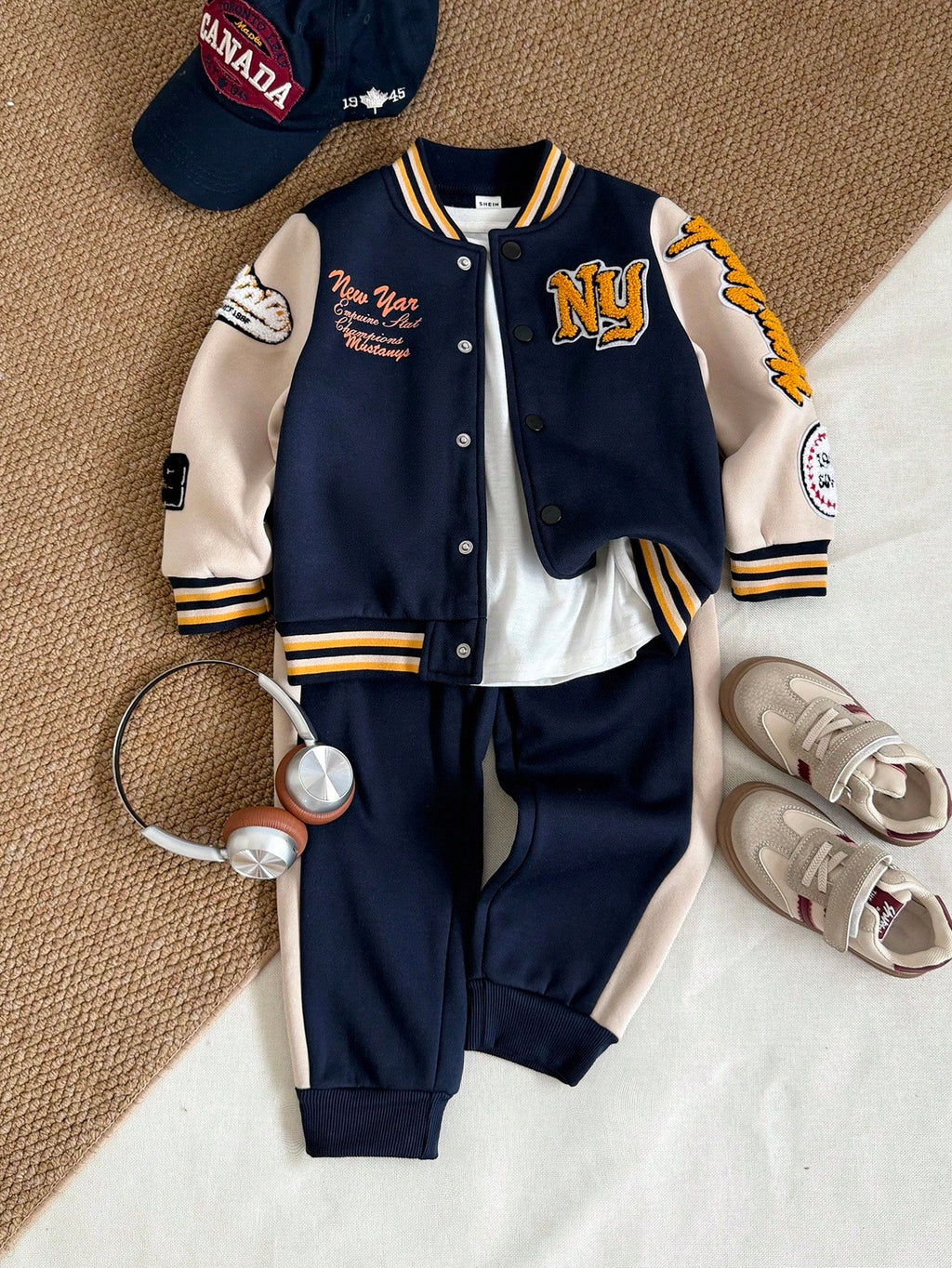 Bambinoo x Playful Pals Boys' Collegiate Baseball Jacket & Pants Set