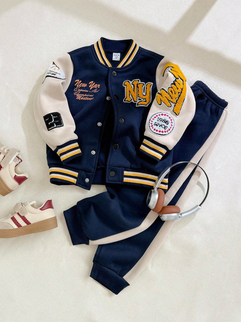 Bambinoo x Playful Pals Boys' Collegiate Baseball Jacket & Pants Set
