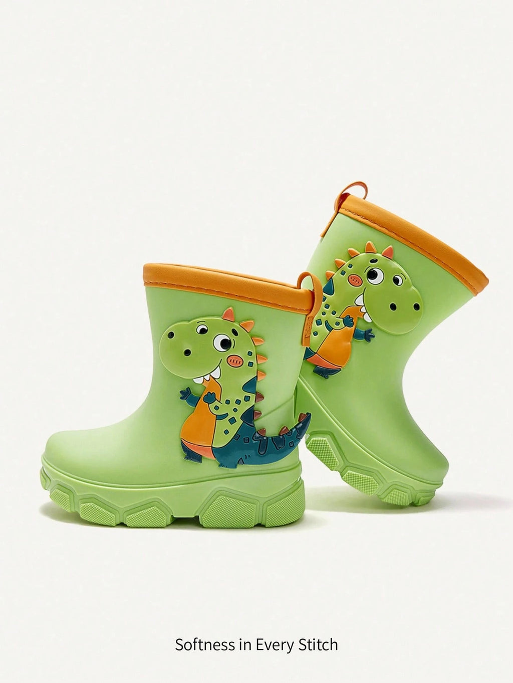 Bottes de pluie souples en caoutchouc pour petit garçon motif dinosaure mignon