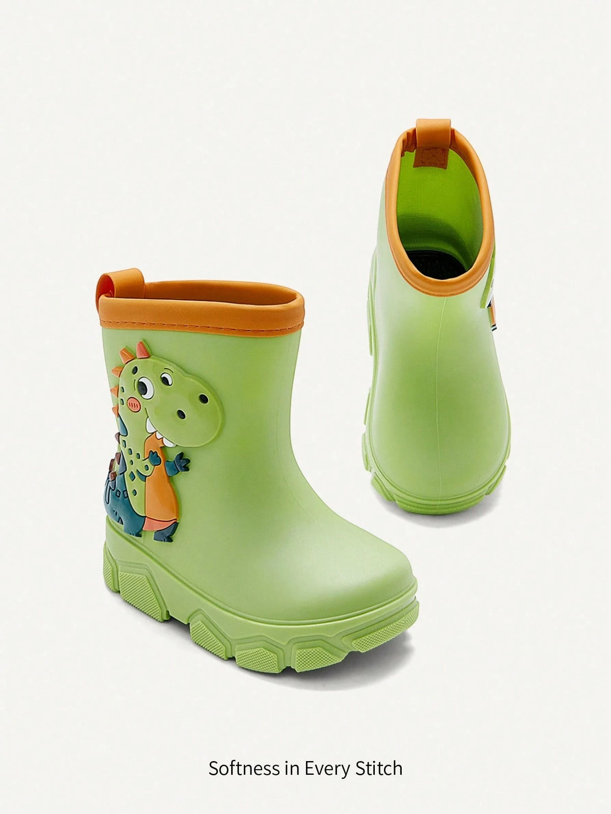 Bottes de pluie souples en caoutchouc pour petit garçon motif dinosaure mignon