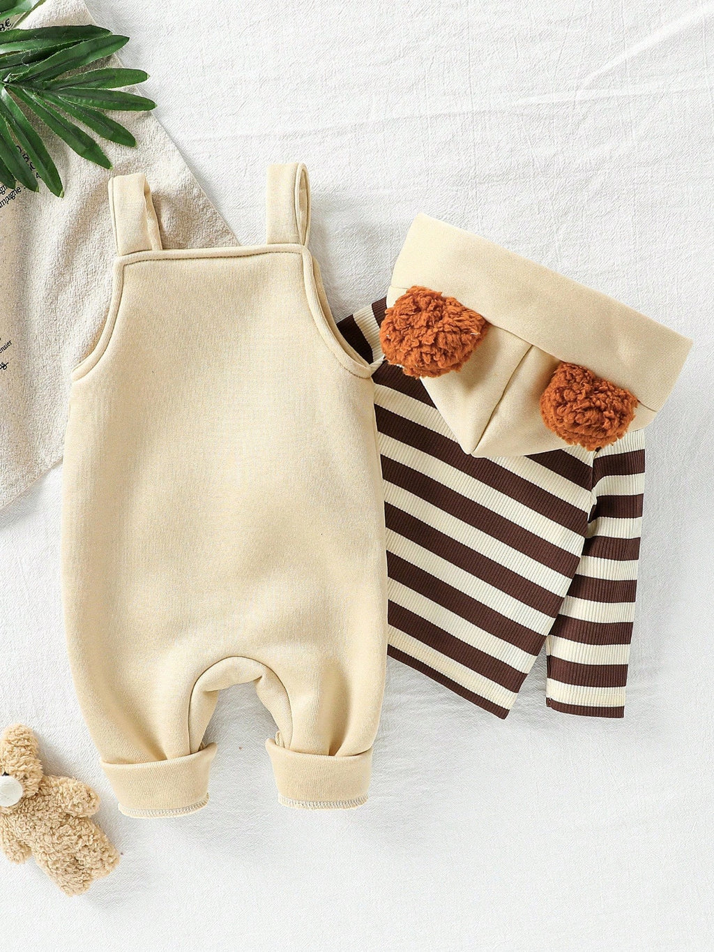 Playful Pals Baby Boy Teddy-Bear Jumpsuit Hoodie Set