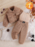 Baby Girl Turndown Collar Utility Jacket Tank Top Pants 3 Piece Set