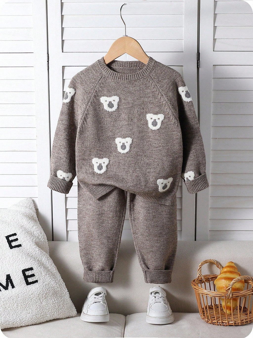 Bambinoo x Playful Pals Boys' Bear Jacquard Knit Sweater & Pants Set