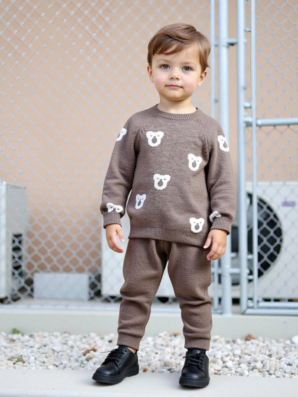 Bambinoo x Playful Pals Boys' Bear Jacquard Knit Sweater & Pants Set