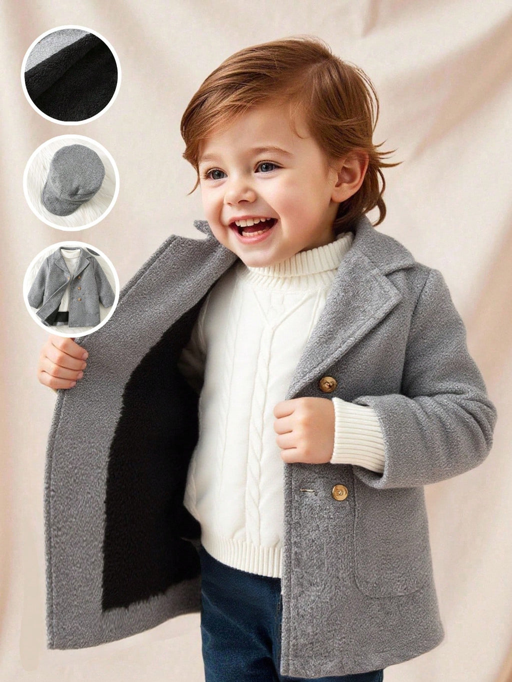 Baby Fleece-Lined Hooded Coat & Quilted Hat 2-Piece Set