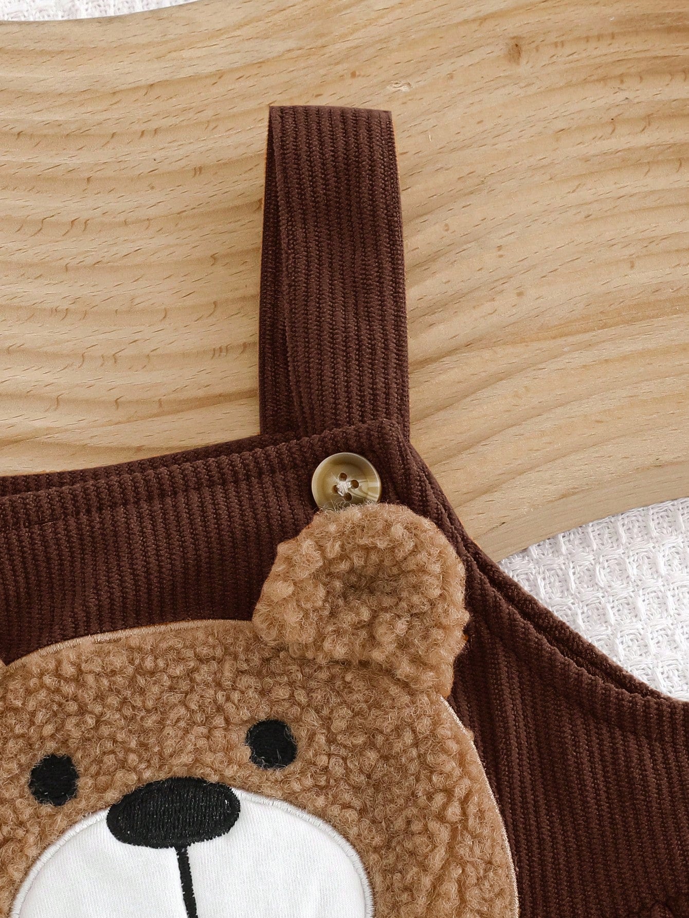 Cozy Pixies Baby Boy Cartoon Bear Bib Overall Jumpsuit (Autumn/Winter) Brown