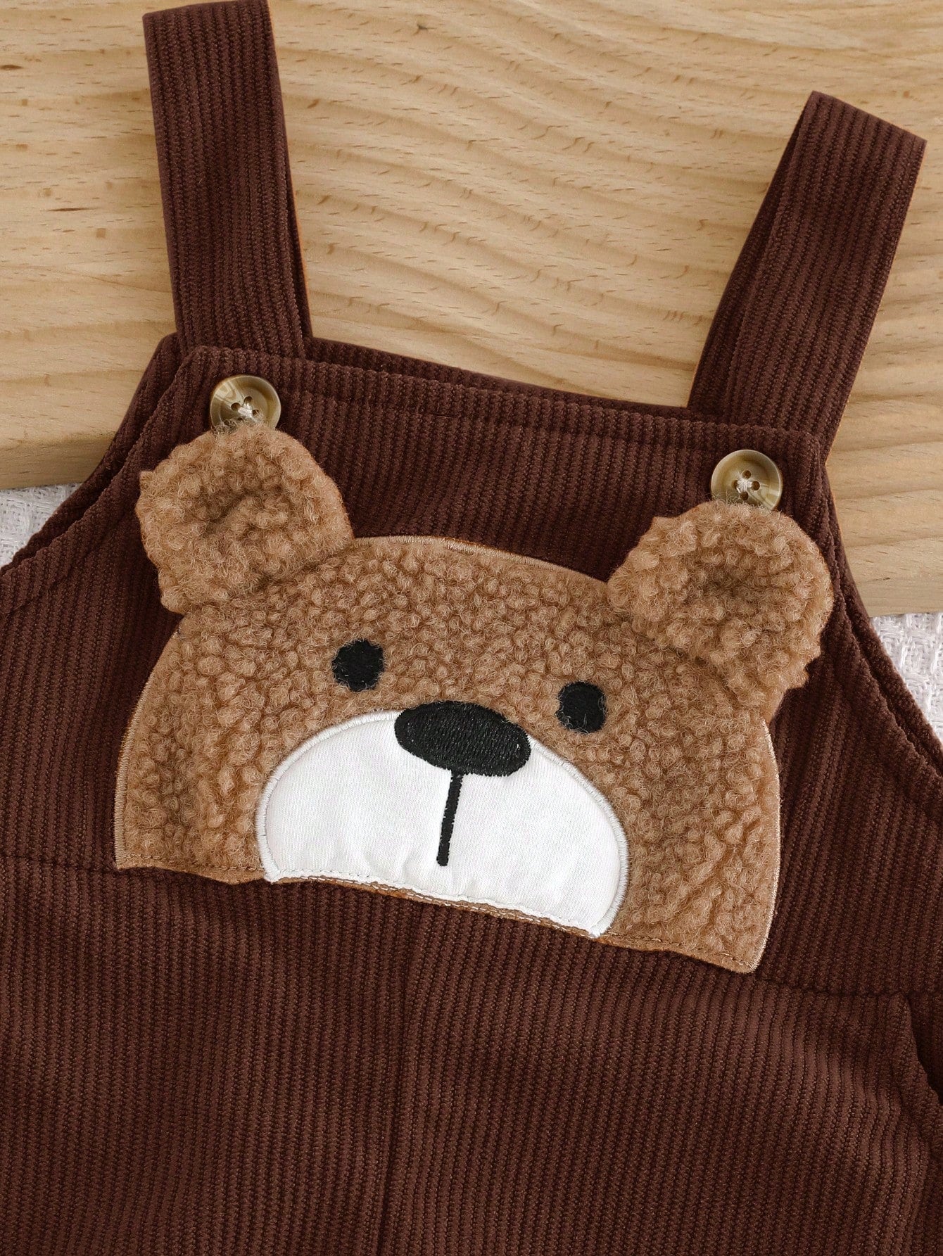 Cozy Pixies Baby Boy Cartoon Bear Bib Overall Jumpsuit (Autumn/Winter) Brown
