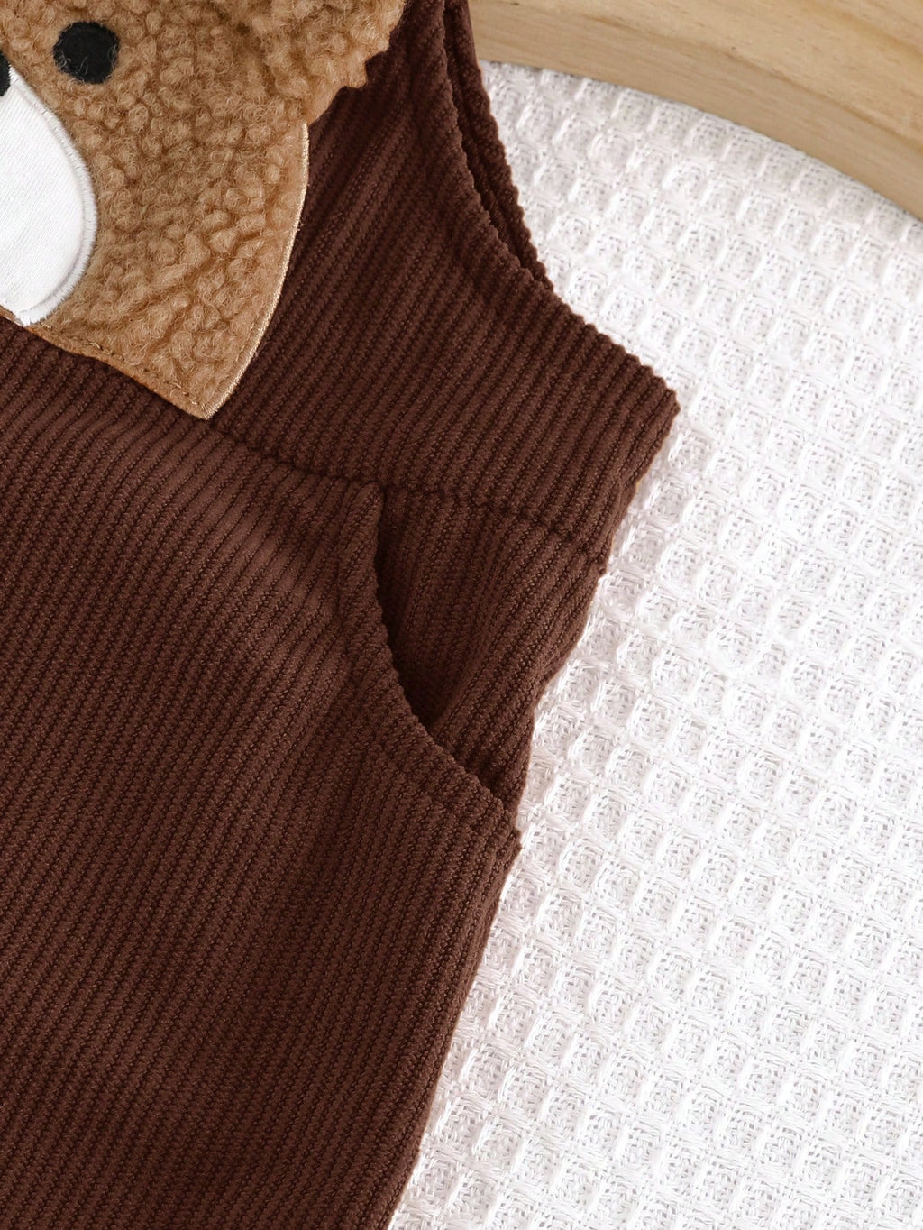 Cozy Pixies Baby Boy Cartoon Bear Bib Overall Jumpsuit (Autumn/Winter) Brown