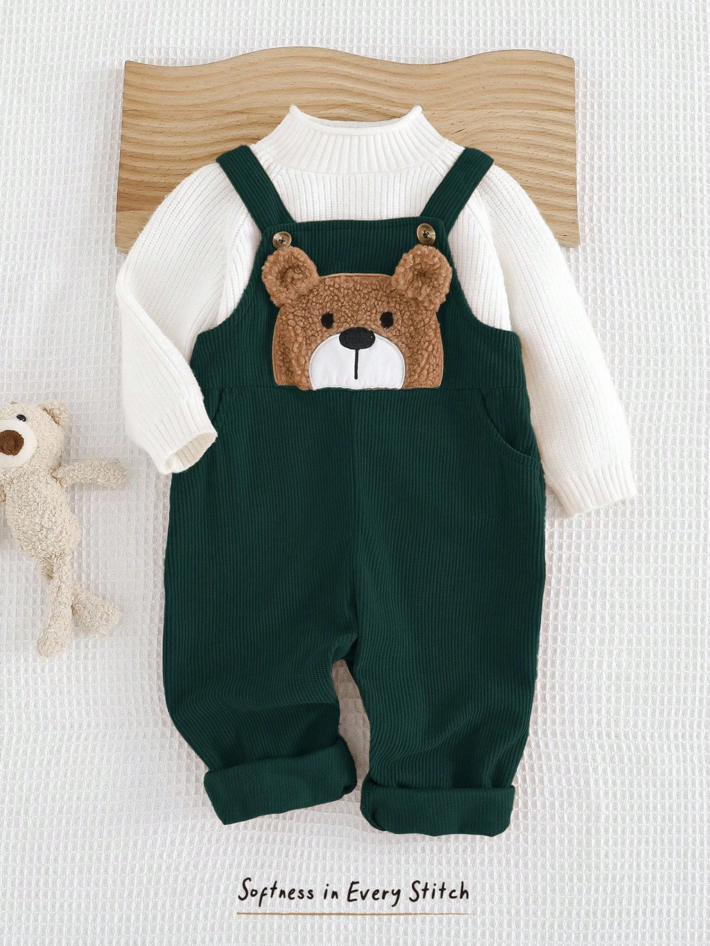 Cozy Pixies Baby Boy Cartoon Bear Bib Overall Jumpsuit (Autumn/Winter)