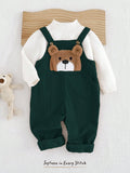 Cozy Pixies Baby Boy Cartoon Bear Bib Overall Jumpsuit (Autumn/Winter)