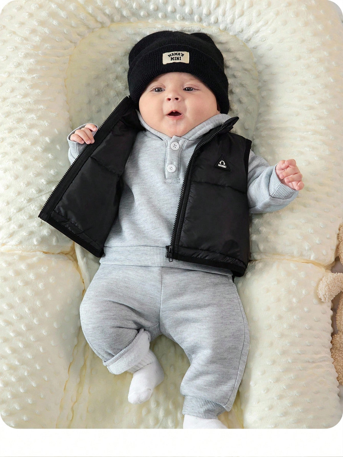Newborn Baby 3pc Hooded Sweatshirt Vest Set
