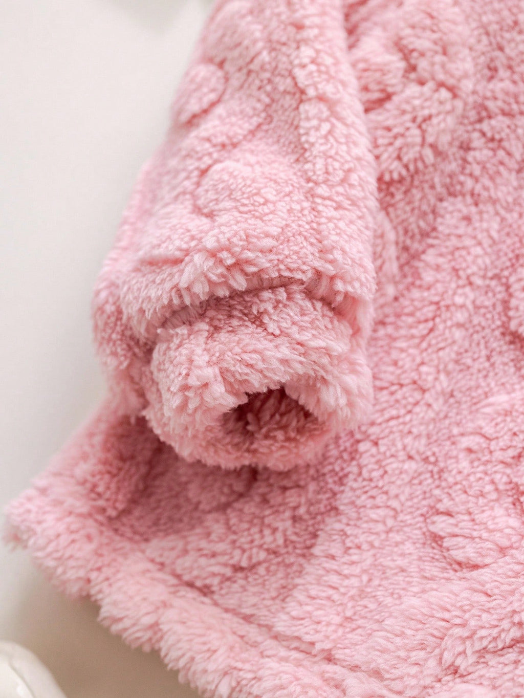 Baby Girl Furry Cartoon Thermal Hoodie Set - Pink